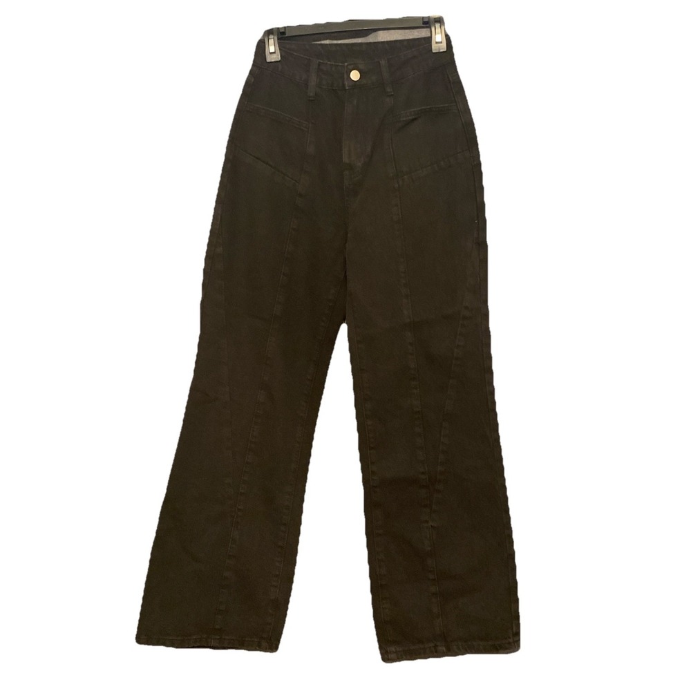 Cider Wide Leg Denim Jeans Black Pockets Women's Size XS Extra Small